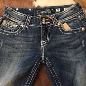 Miss Me Blue Boot Cut Jeans with Contrast Stitching